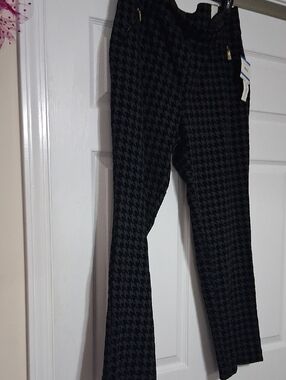 Anne Klein Black Houndstooth Stretch Dress Pants Sz XL $42.